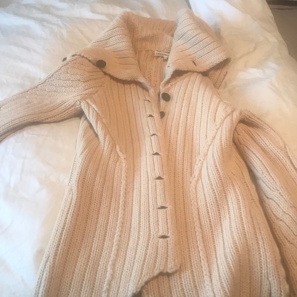 Cream cable knit long cardigan